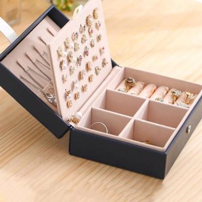Double Layer Storage Box for Women's Princess Minimalist Style Leather Flip Style Jewelry Box, Travel Home Portable Jewelry Box