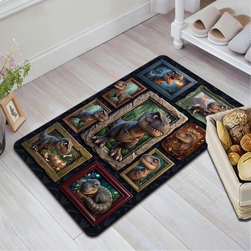 Dinosaur Collection Pattern Rug Floor Mat for Living Room or Bedroom Soft and Comfortable Carpet a Gift for Birthday and Holiday.