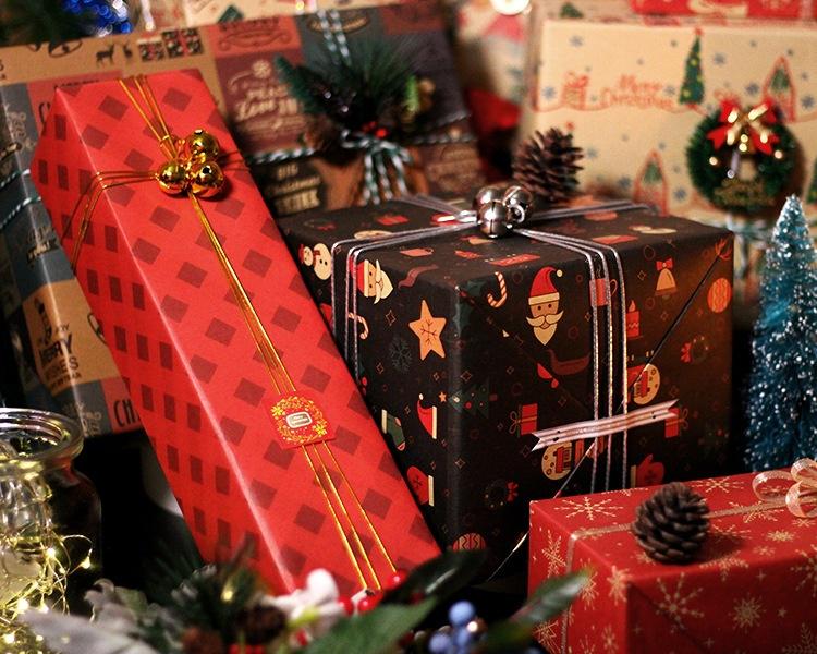 73*51cm New Christmas Gift Wrapping Paper European Style Retro Kraft Gift Paper Snowflake Christmas Tree