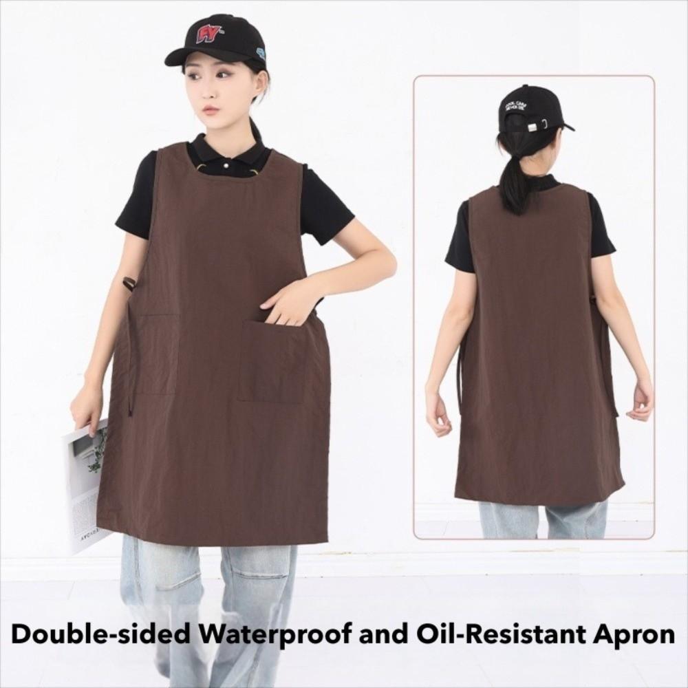 Japanischer Stil Langes Weste Einfarbige Küchenschürze Mode Nagelstudio Schönheitschürze Unisex