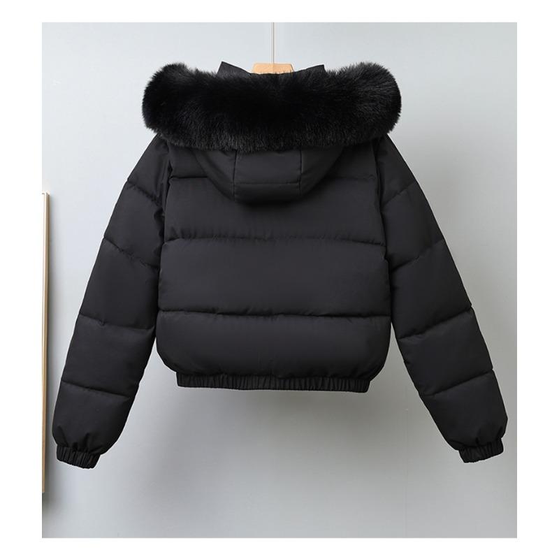 Women S Short Winter Thick Cotton Puffer Jacket With Fur Collar