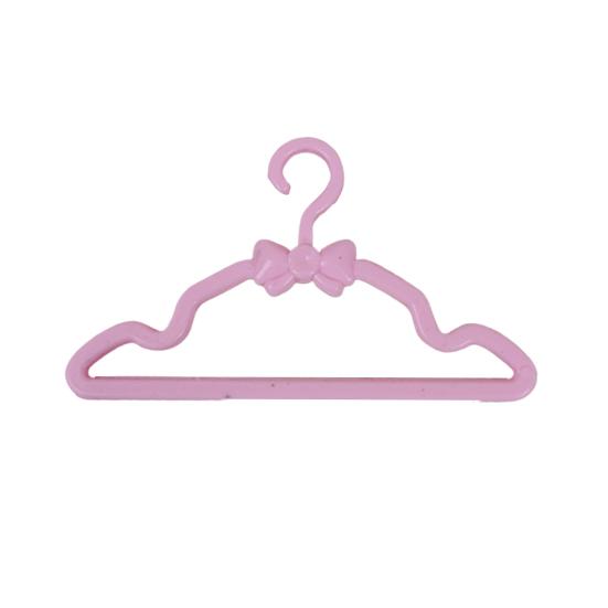20 Pcs Dollhouse Hangers Reusable Multifunctional Plastic Pink Miniature Clothes Rack for Doll