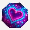 1pc Neon Heart Automatic Folding Umbrella - 8-Rib Durable Iron Frame, Compact Portable for Daily Travel Yy251205049