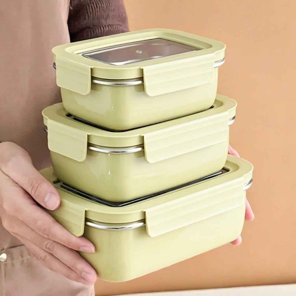 WORTHBUY Picnic Portable Large Capacity Lunch Box With Single/Double Compartments Leak-proof 304 Stainless Steel Food Container