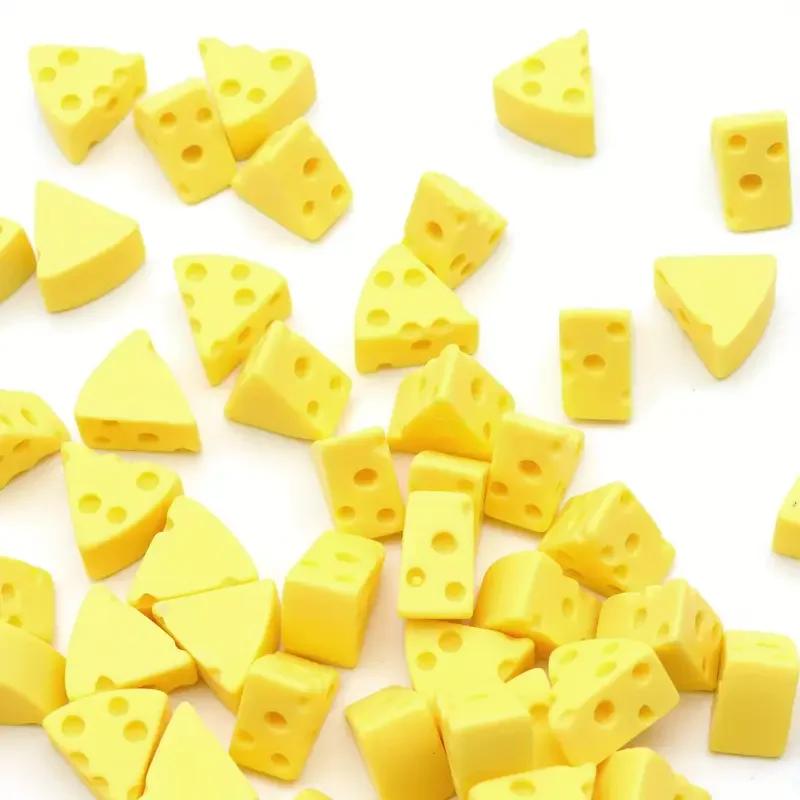 10pcs Mini Resin Simulation Yellow Cheese Phone Case Resin Material Accessories Used for DIY Decoration of Handicraft Projects