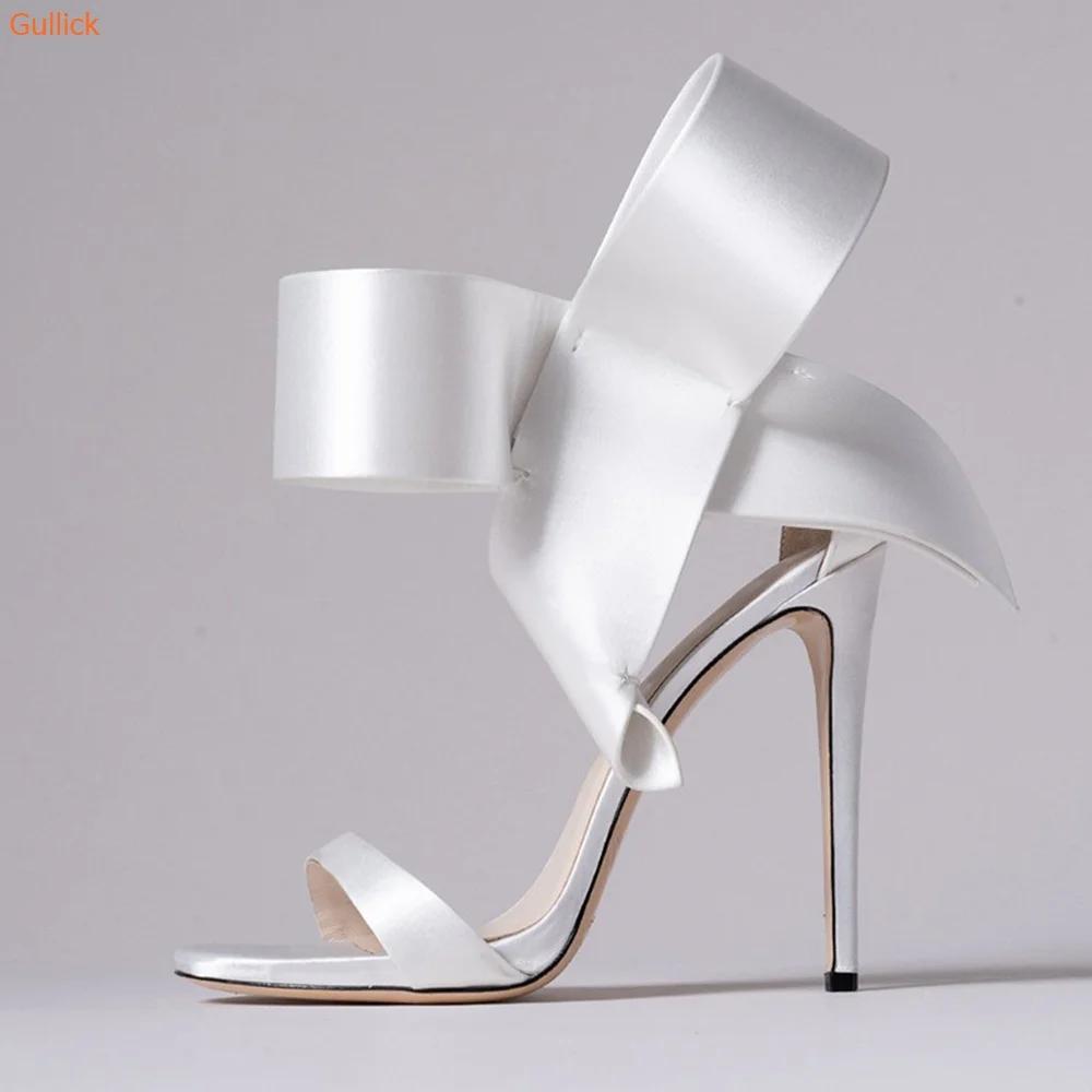 Large Butterfly Knot Stiletto Heel Sandals One Word Belt Open Toe Women Stage Shoes Ankle Strap Summer Wedding Heels Sandals