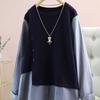 Plus Size Women S Long Sleeve Loose Fake Two Piece Casual Shirt