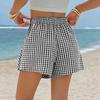 Women's Casual Plaid High Waist Shorts Loose Fit Summer Beachwear Lightweight Breathable Comfortable Flat Front Shorts