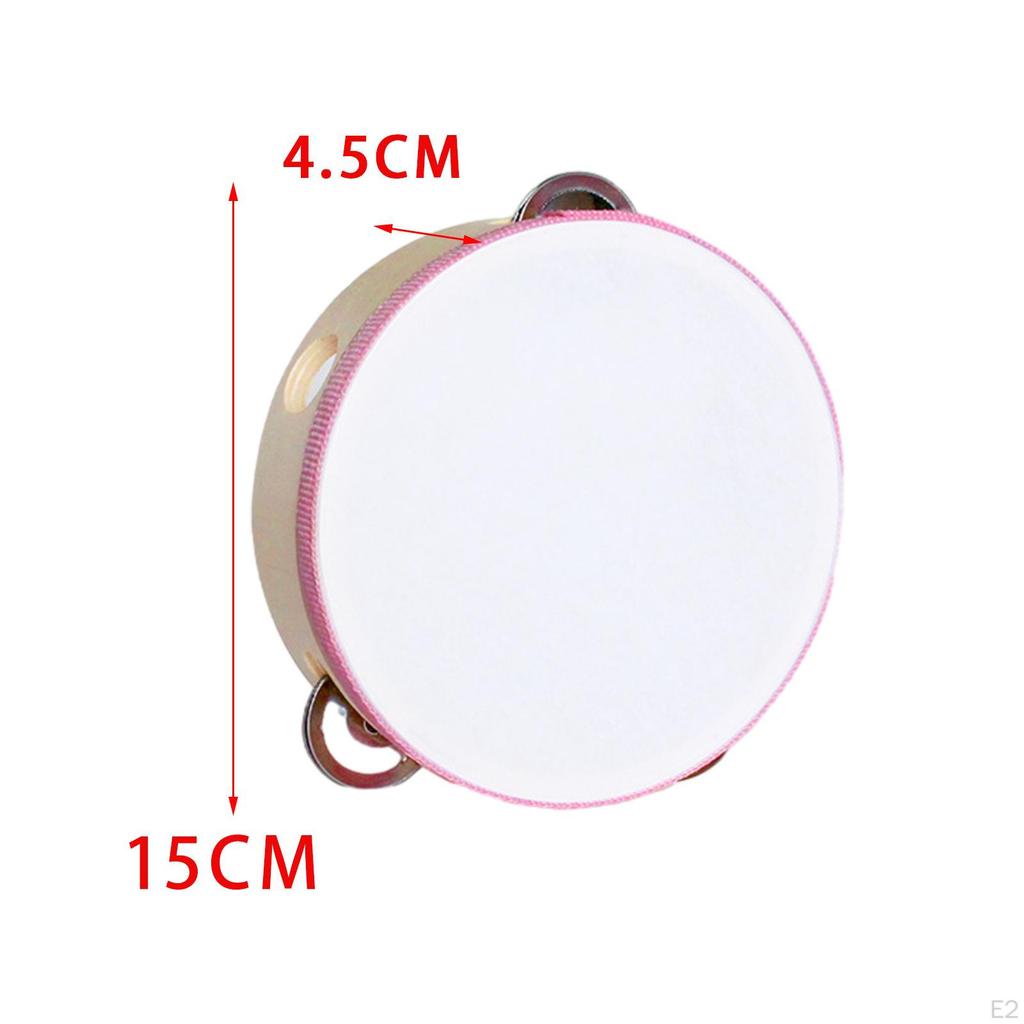 Double Rows Tambourine Wooden Tambourine, Percussion Drum, Metal Bell Hand Drum for