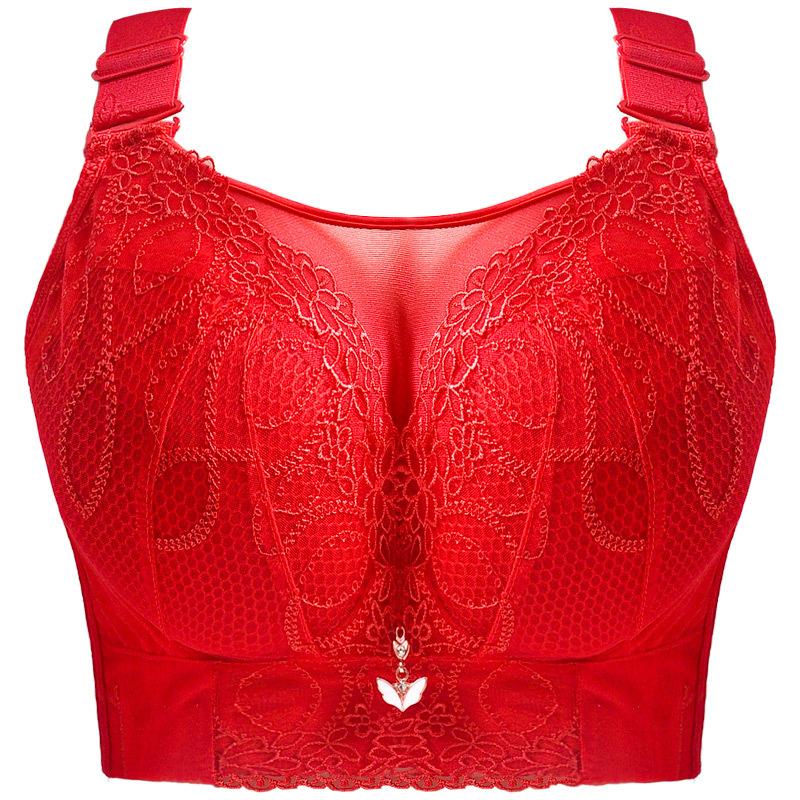

Женский бюстгальтер Plus Romantic, бюстгальтер на косточках с широкими бретелями, бантом, цветочным кружевом и фестончатой отделкой 44/100C красный