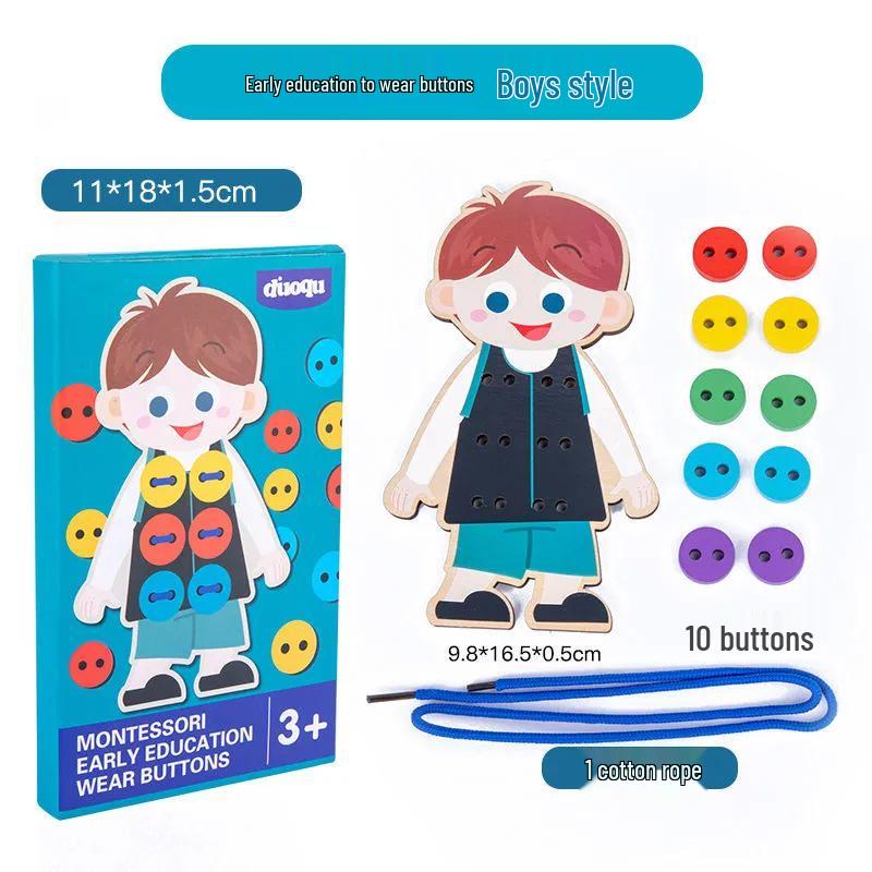 Button Threading Clothes Game: Educational Memory & Concentration Toy for Kids