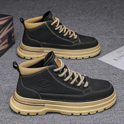 Herrenschuhe Frühling neu Britisch Retro Hilfe Martin Stiefel Herren Freizeit Workwear Schuhe Trend Low-Top Kurzstiefel Lederschuhe