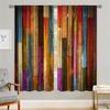 2Pcs Colorful Wooden Board Curtains Countryside Retro Rainbow Wood Grain Design Curtain Living Room Bedroom Balcony Window Decor
