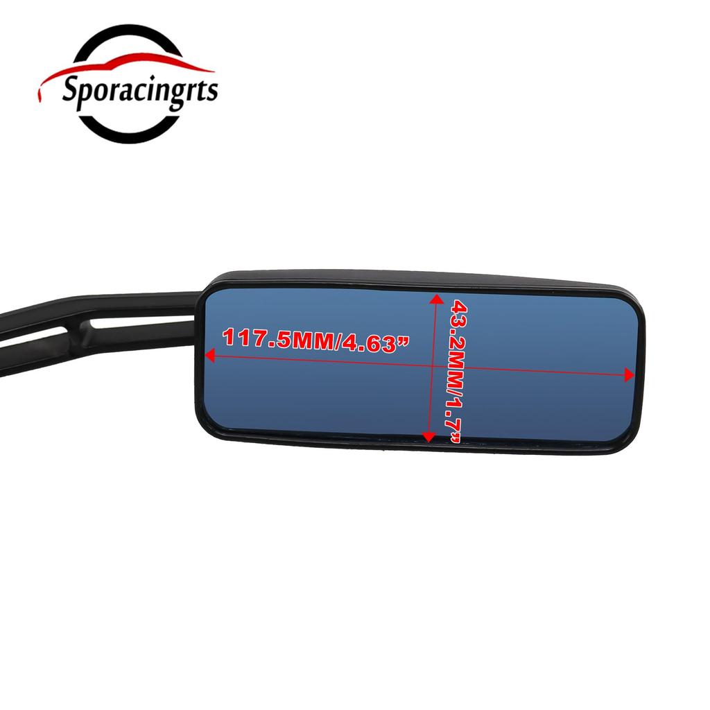Sporacingrts Motorcycle Mirror, Side Mirror, Blue Mirror, 360° Adjustable, Plastic, Black, Left and Right