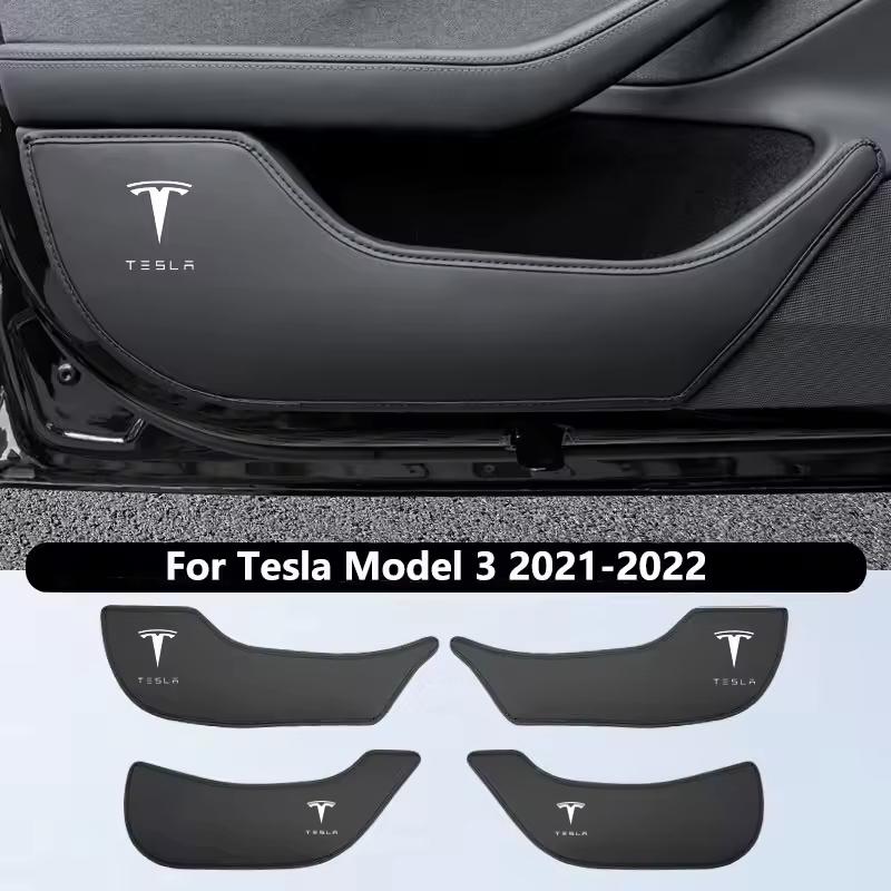 AAAIT1 Car Door Anti-Kick Pads For Tesla Model 3/Y/YL 2017-2026 PU Leather Front and Rear Door Side Panel Protection Pad Car Decoration
