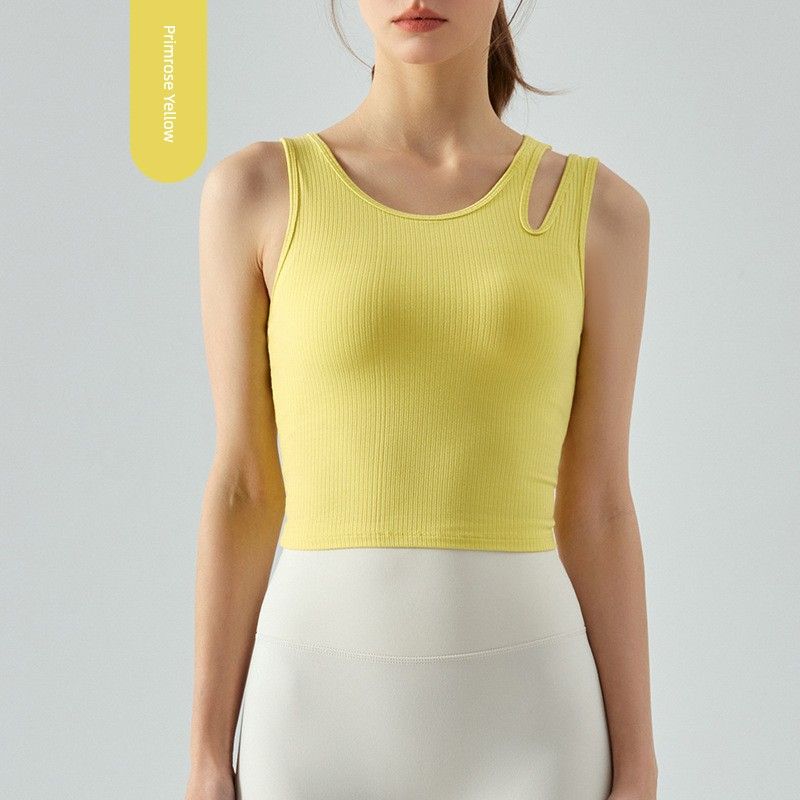 With Chest Pad New Arrival Rib Slim-Fit Yoga Wear Beauty Back Vest Running Sports Quick-Drying Workout Clothes Tops Women's Spring and Summer