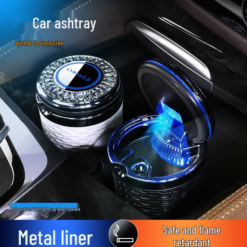 Compatible Lynk & Co Ashtrays for Models 03, 09, 01, 06, 05, 02, ZERO - With Cover & LED Light.