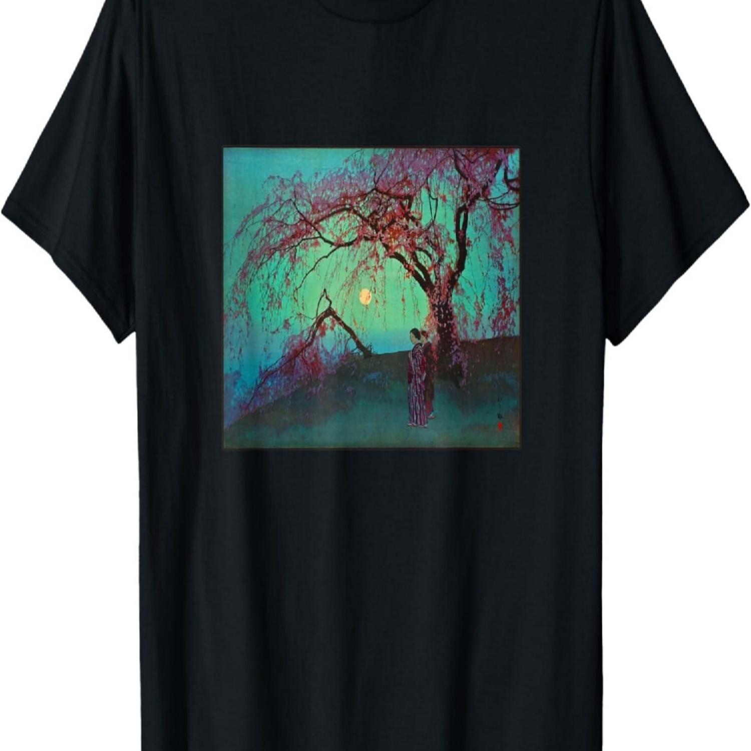 Women in Kimono & Cherry Blossoms Moon _ Yoshida T-Shirt S чёрный