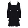 Women's Fashion Off-Shoulder Tie-Detail Pleated Long-Sleeve Fitted -Color Short Dress