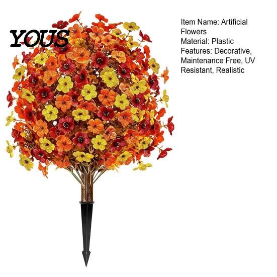 Long Lasting Faux Flowers for Home Fall Artificial Topiary Ball Flowers, Mums Plants Tree, UV Resistant Outdoor with Vibrant Floral Decor Spike, Fake