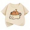 Cute Cat Capybara Kids Tshirts Summer Short Sleeve Tees Cartoon Boys Girls Clothes Kawaii Kitten Tops Y2K Children T-shirt