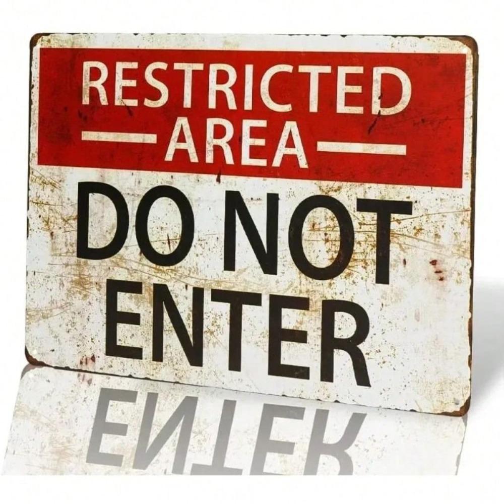Retro Vintage Metal Sign Forbidden Zone No Entry Bar Music Club Decor