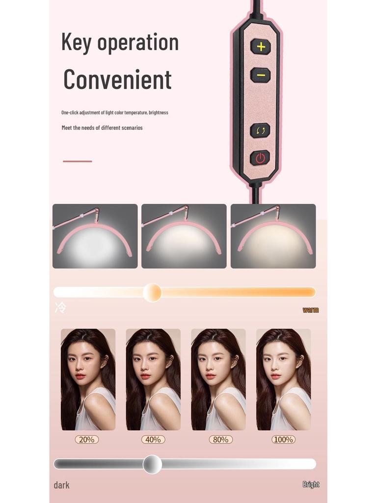 16" U-Shaped Cantilever Desk Lamp, 20W for Nail Art, Eyelash, Eyebrow, Tattoo & Beauty Lighting