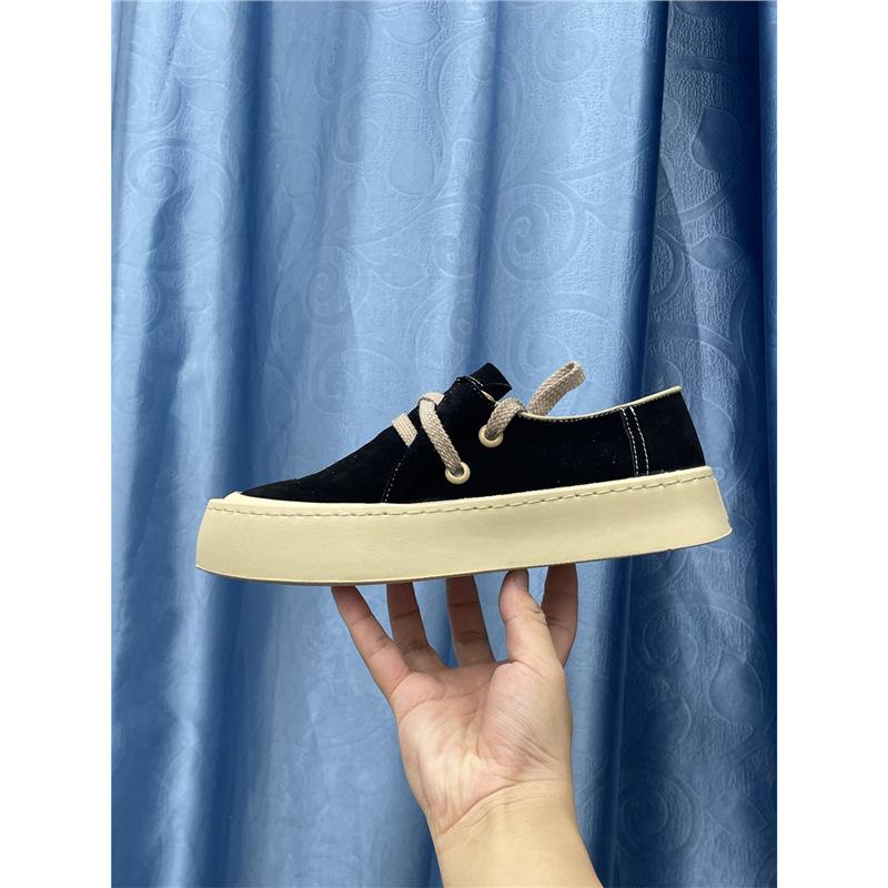 Shoes autumn new leather thick baseplate shoes plain lazy sports leisure cr