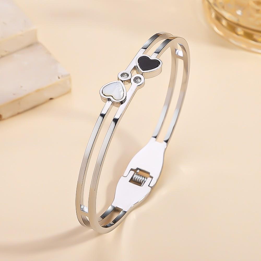 Women's Heart Design Bracelet, 18K Gold Electroplated Titanium Stainless Steel