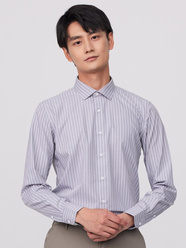 

Негладкие мужские классические рубашки в полоску, повседневная легкая эластичная рубашка на пуговицах с длинными рукавами для активного отдыха 44 серый