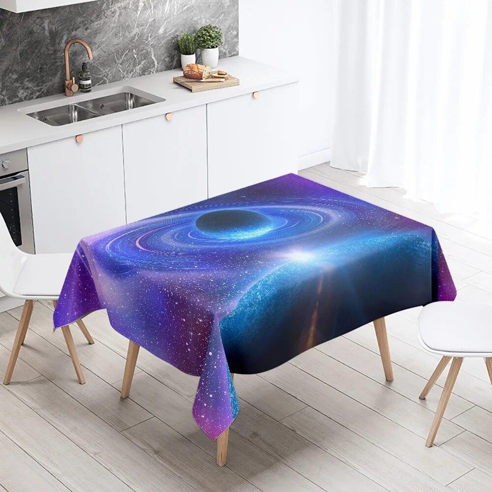 Milky Way Starry Sky Tablecloth  Aurora Scene  Party Restaurant Decoration Antifouling Waterproof Table