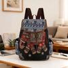2026 New Female Ethnic Style Backpack Casual Plaid Drawstring Retro Women Large Capacity School Bag Drawstring Bucket Bag