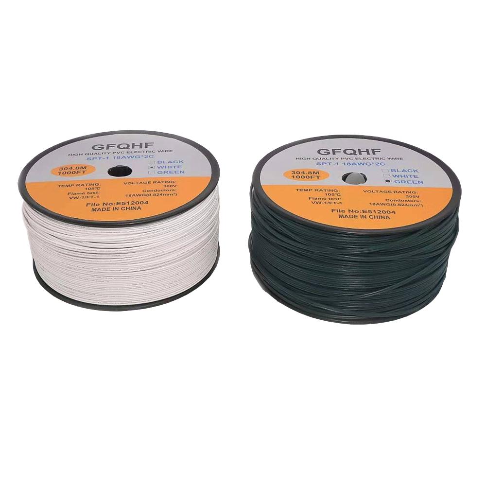 1000FT 18AWG SPT-1 Wires Extension Flat Lighting Extend Cords Outdoor C7 C9 Lights Cables