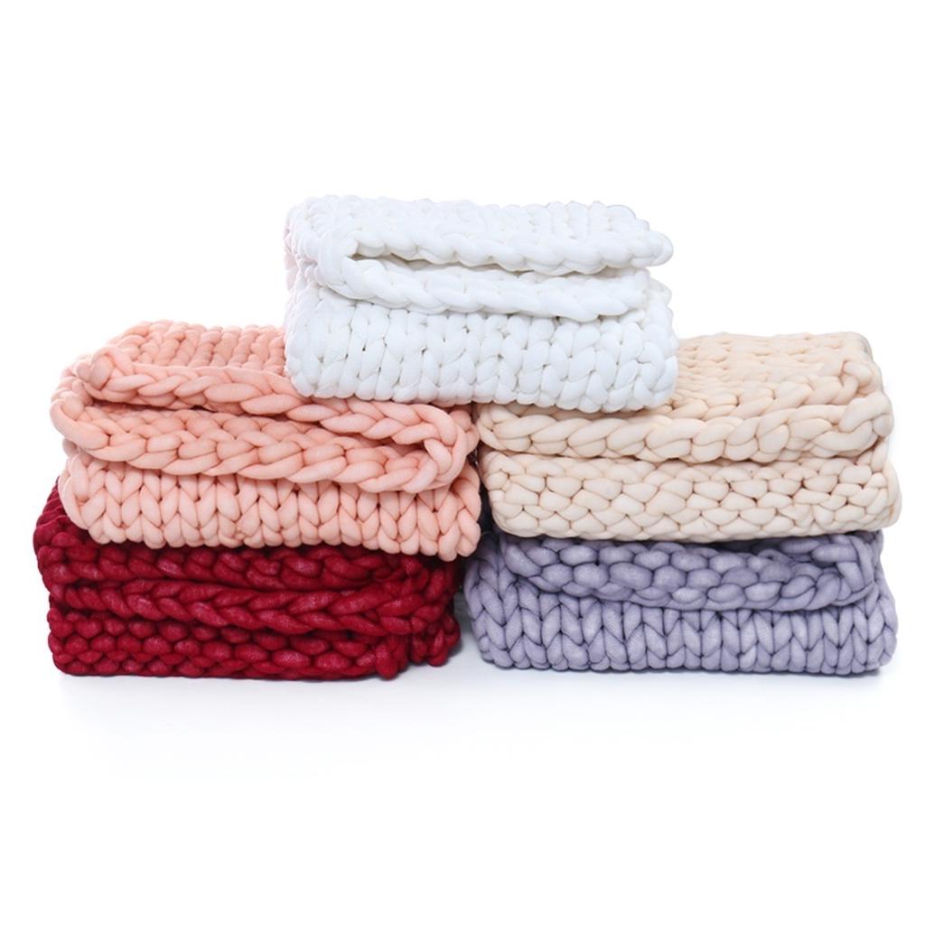 Buy Thick Line Chunky Handmade Knitted Blanket Washable Cotton Soft