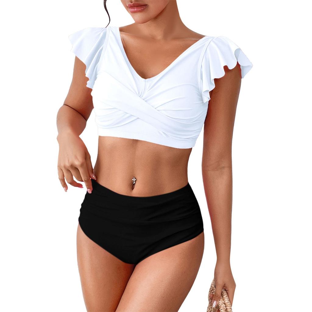 Maillot de bain uni Sense pour femme, bikini avec coussinet de poitrine, sans soutien-gorge en acier