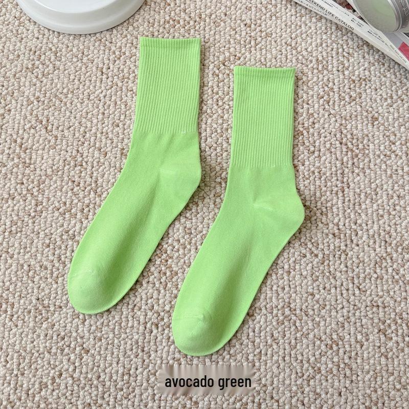 Bunte Damen Kniehohe Candy Color Scrunch Socken - Trendy, Ganzjährig, Mittelhoher Schaft, Einfache Tanz Baumwollsocken