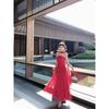French retro red dress women's light luxury high sense Spice girl sleeveless long dress cold department unique chic skirt
