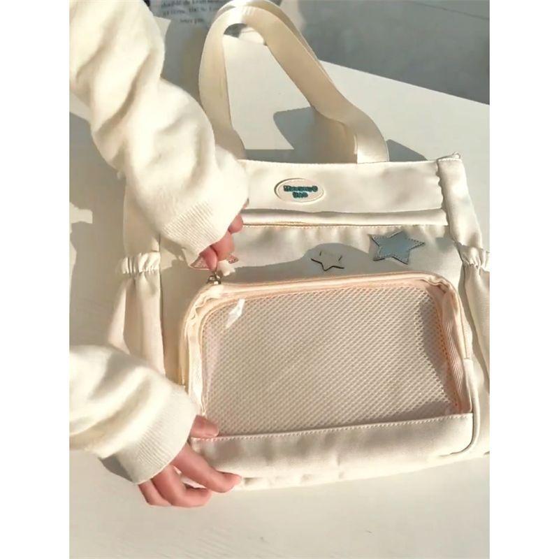 

Cartoon transparent pain bag baby bag shoulder tote large capacity campus student versatile class crossbody bag