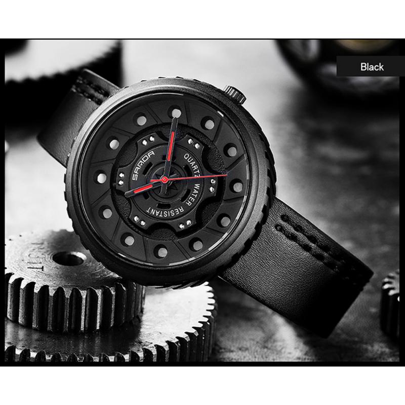 New Watch Men's Belt Business Quartz Watch Hollow Large Dial Fashion Personality Trendy Watch