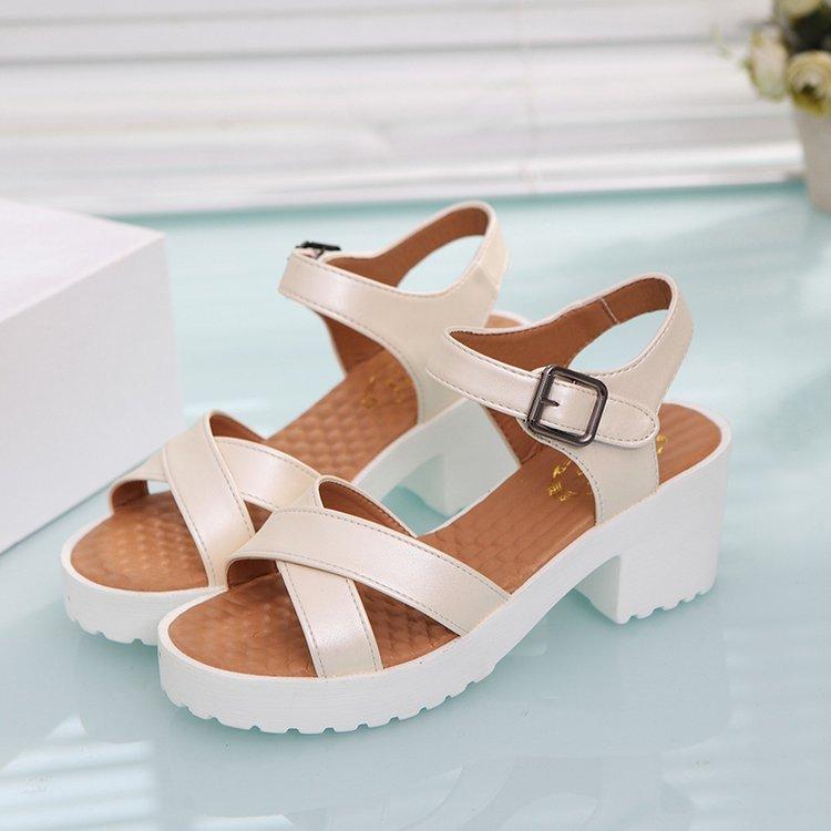Special for thick-soled thick-heeled sandals for women, simple buckle, comfortable wedge-heeled large-size sandals 33-45