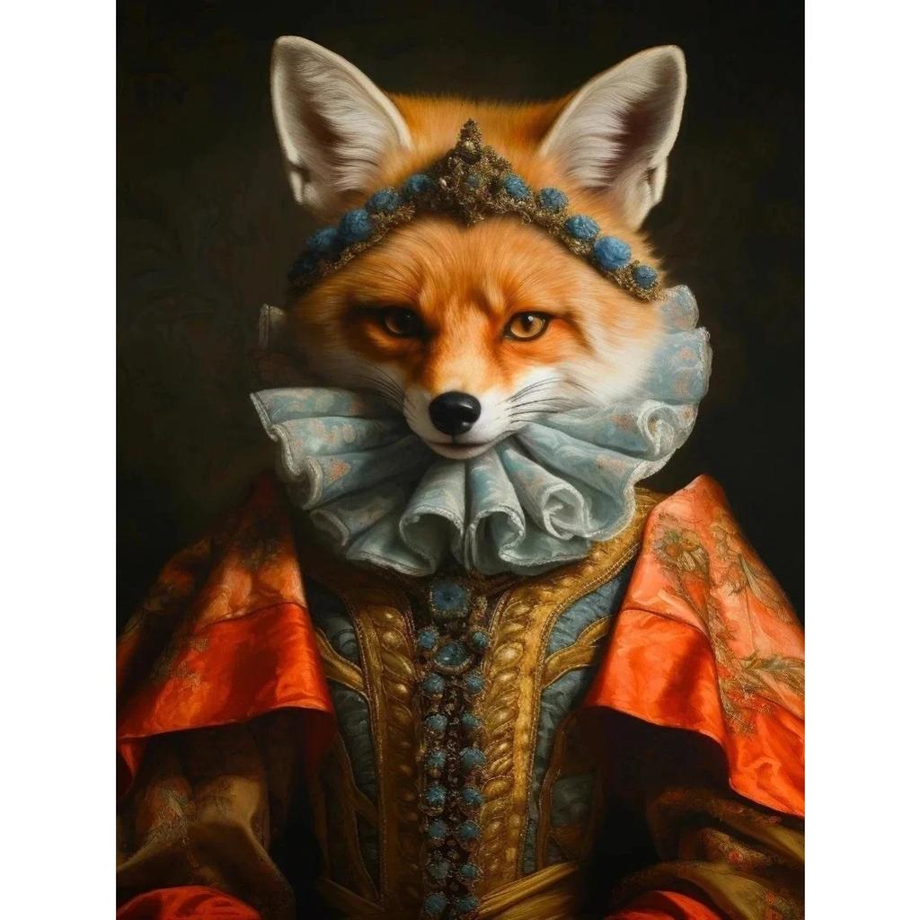 Vintage Palace Aristocrat Gorgeous Costume Animal Tiger Lion Deer Art Poster Canvas Paintings Wall Art Pictures Home Room Decor