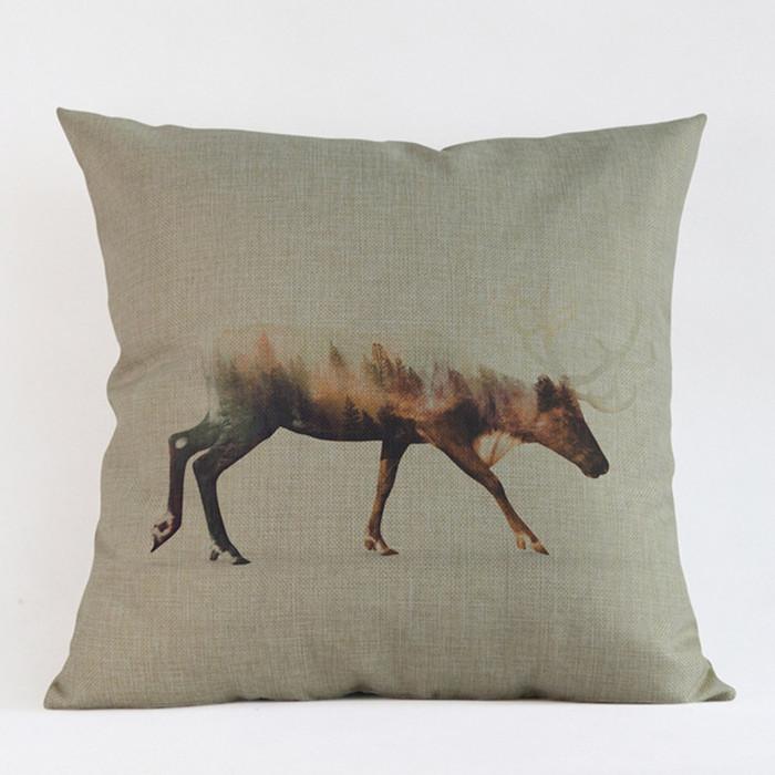 Animal Landscape Special Design Style Throw Pillow Case Rabbit Wolf Dog Elk Home Decor Living Room Sofa Cushion Cover Cojines