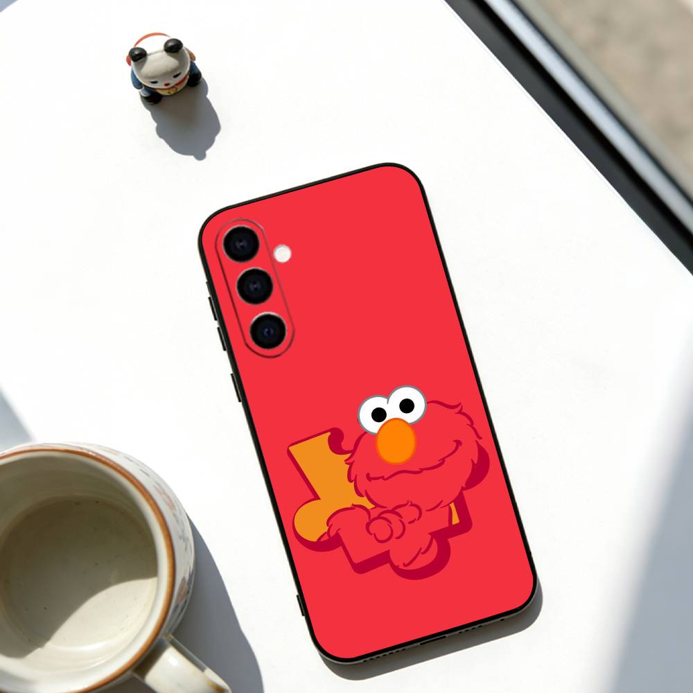Cut Cartoon E-Elmo Phone Case For Samsung Galaxy A73,A72,A71,A70,A53,A52,A51,Soft Black Cover
