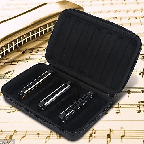 Alomejor Harmonica Case, PU Leather, Holds 7 Harmonicas, Semi-Hard, Durable, Practical, Portable Storage Bag for 10-Hole Harmonicas