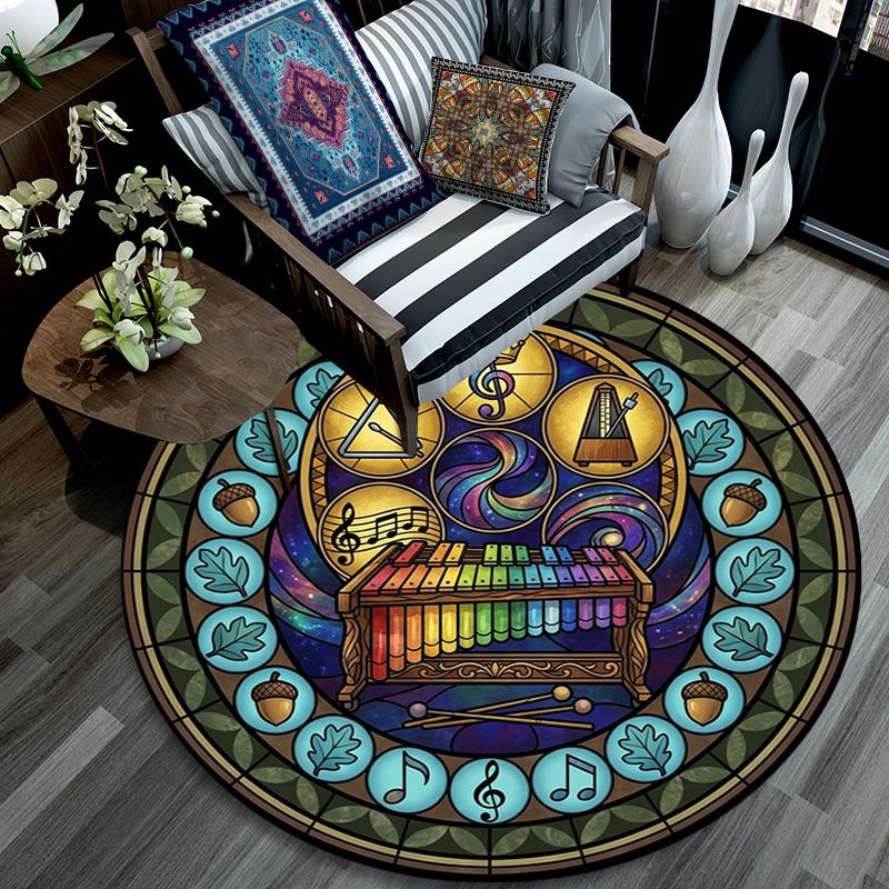Flamenco Music Dance Round Area Rug Under Office Chairs Bedroom Living Room Home Decor