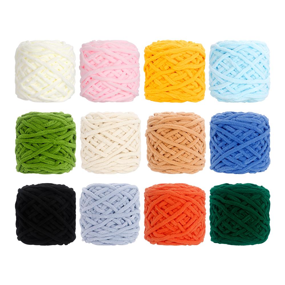 6pcs Soft Ice Strip Yarn, 100% Polyester Single Strand Thick Yarn for DIY Knitting Crochet Projects, Weaving Blankets, Cushions