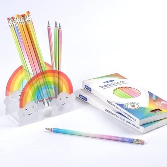 BAMBOLA Rainbow Pencil HB Eraser Childrens Stationery Fun Elementary School Entrance Preparation Celebration 12 Pieces Birthday Present