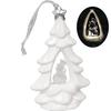 Ceramic Christmas Tree with LED Illuminated Snowman, White, 15 Cm.