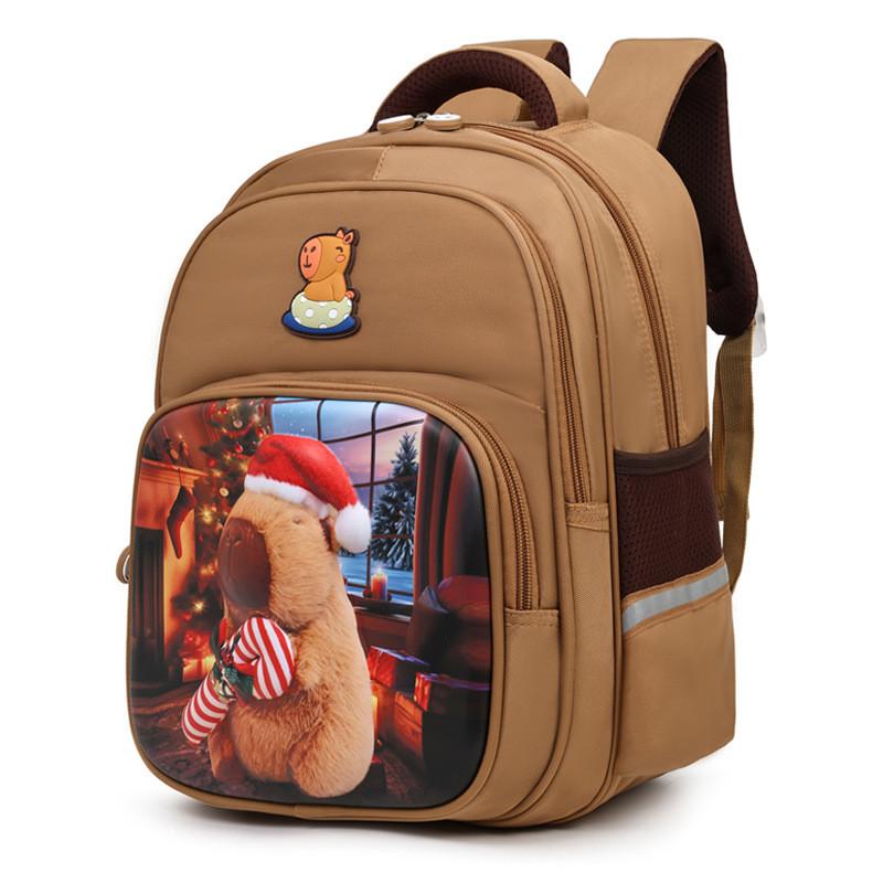 Kids Capybara Pattern Cartoon School Bag Breathable Backpack For Young Learners