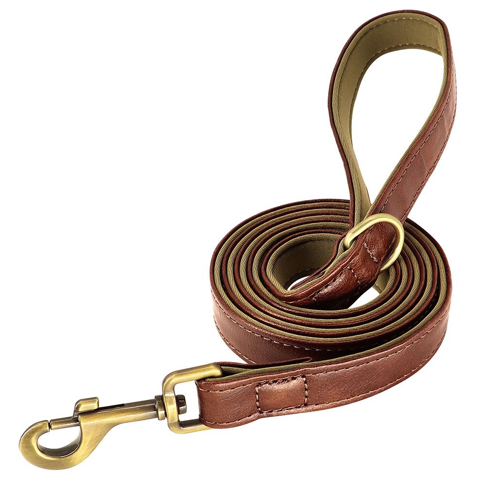 Personalized Dog Collar Leash PU Leather Dogs Collars Pet Rope Engraved Pet ID Name Necklace for Small Large Dogs Soft Padded